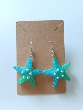 Fashion Jewelry Teal to Green Starfish Dangle Earrings